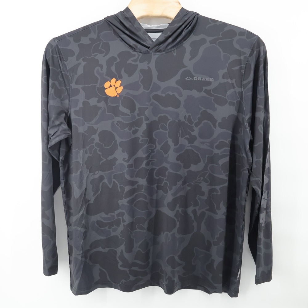 NEW Clemson Drake Waterfowl Mens Camo Long Sleeve Hoodie Performance Shirt XL